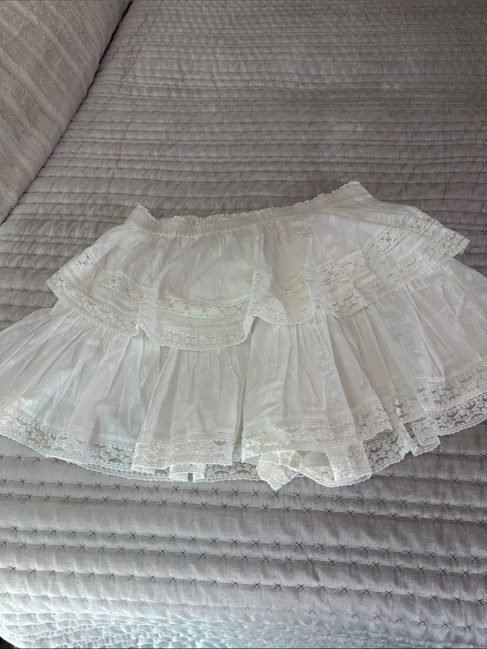 American Eagle Outfitters White Lace Tiered Skater Skirt